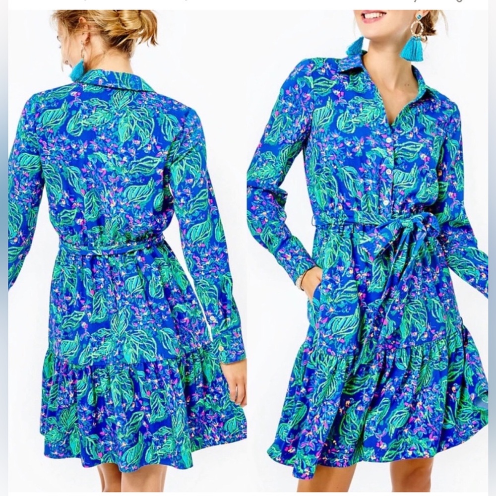 Lilly Pulitze!!Floral Blue and Green Women's Dress